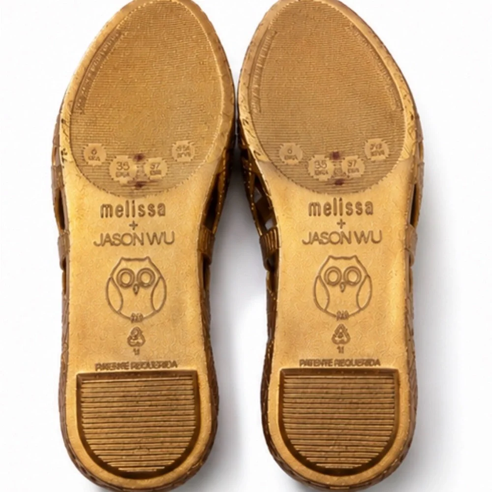 ✨ Melissa + Jason Wu Metallic Gold Jelly Flats ✨